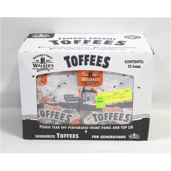 FULL DISPLAY OF 12 BAGS WALKERS ENGLISH TOFFEE