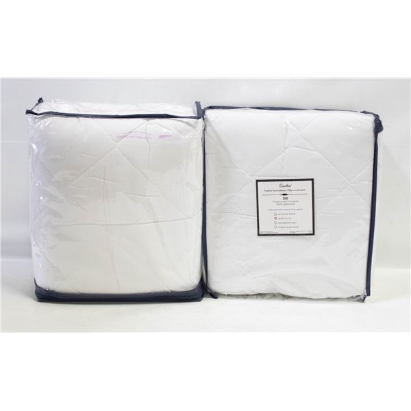 2 QUILTED FEATHER BED PROTECTOR DOUBLE