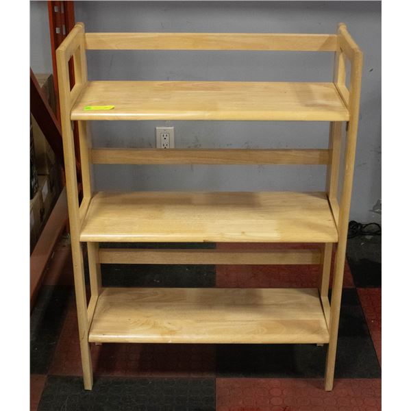 SOLID WOOD FOLDING 3 TIER SHELVING UNIT  H-39"