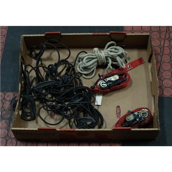 TYDOWN CARGO NET, 2 RATCHET STRAPS, ROPE