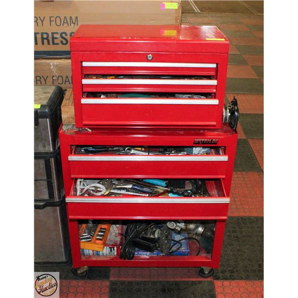 WATERLOO TOOL CHEST AND BOX WITH CONTENTS
