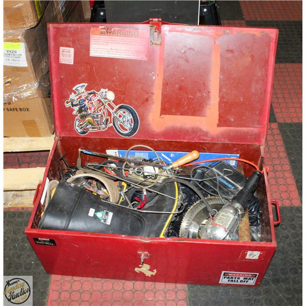 LARGE STICKERED TOOLBOX WITH CONTENTS