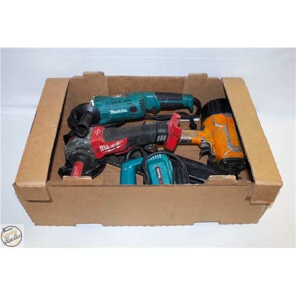 LOT OF FOUR TOOLS INCLUDES MILWAUKEE ANGLE