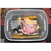 Image 1 : TOTE OF SHOP TOOLS AND ACCESSORIES