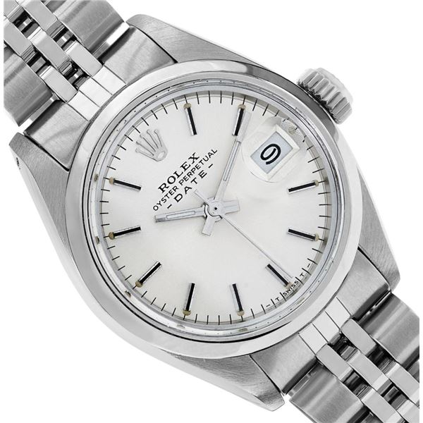 Rolex Ladies Stainless Steel Smooth Bezel Date Watch