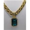 Image 5 : 14 Kt Yellow Gold Plate Simulated Emerald Pendant Necklace