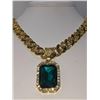 Image 8 : 14 Kt Yellow Gold Plate Simulated Emerald Pendant Necklace