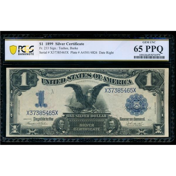 1899 $1 Black Eagle Silver Certificate PCGS 65PPQ