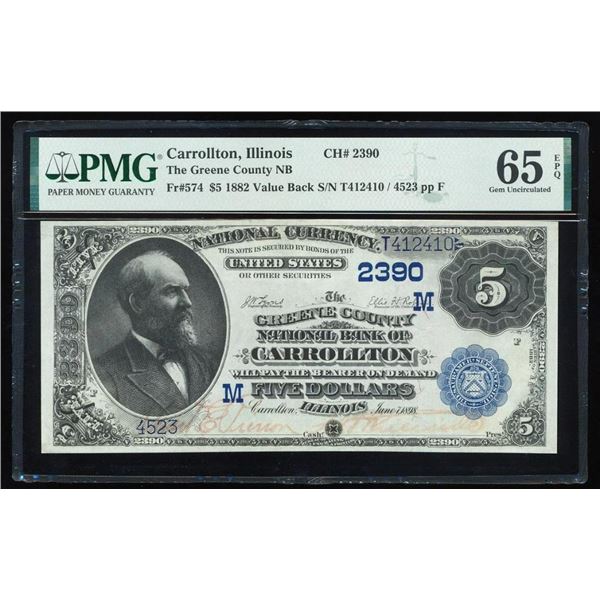 1882 $5 Carrollton IL National PMG 65EPQ