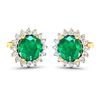 Image 2 : 14KT Yellow Gold 1.36ctw Zambian Emerald and Diamond Earrings
