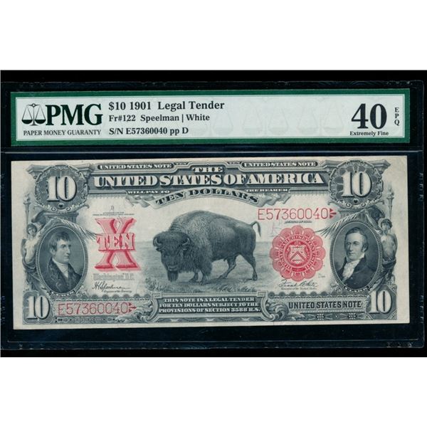 1901 $10 Bison Legal Tender Note PMG 40EPQ