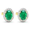Image 3 : 14KT Yellow Gold 1.12ctw Zambian Emerald and Diamond Earrings