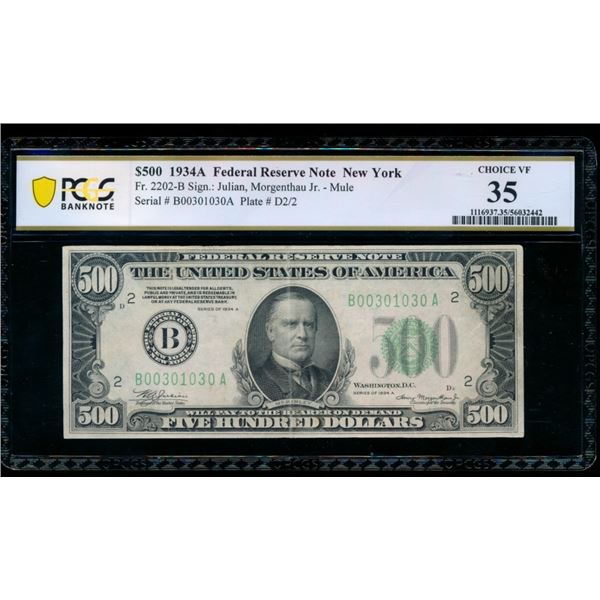 1934A $500 New York FRN PCGS 35