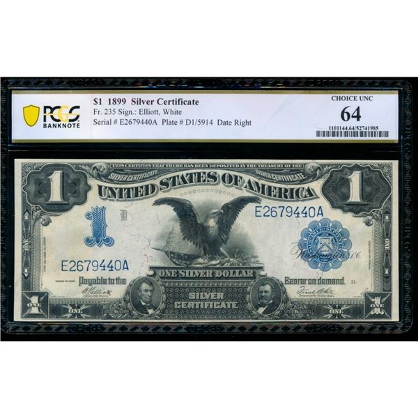 1899 $1 Black Eagle Silver Certificate PCGS 64