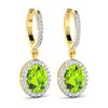 Image 3 : 14KT Yellow Gold 2.1ctw Peridot Topaz and Diamond Earrings
