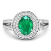 Image 3 : 14KT White Gold 1ctw Zambian Emerald and Diamond Ring
