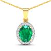 Image 1 : 14KT Yellow Gold 1.65ctw Zambian Emerald and Diamond Pendant