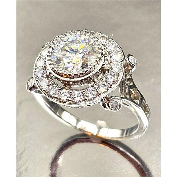14 Kt White Gold Plate 3 Ct White Lab Simulated Diamond Ring
