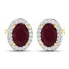 Image 2 : 14KT Yellow Gold 1.7ctw Ruby and Diamond Earrings