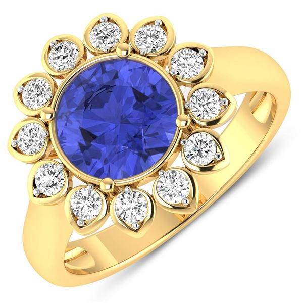 14KT Yellow Gold 2.02ctw Tanzanite and Diamond Ring