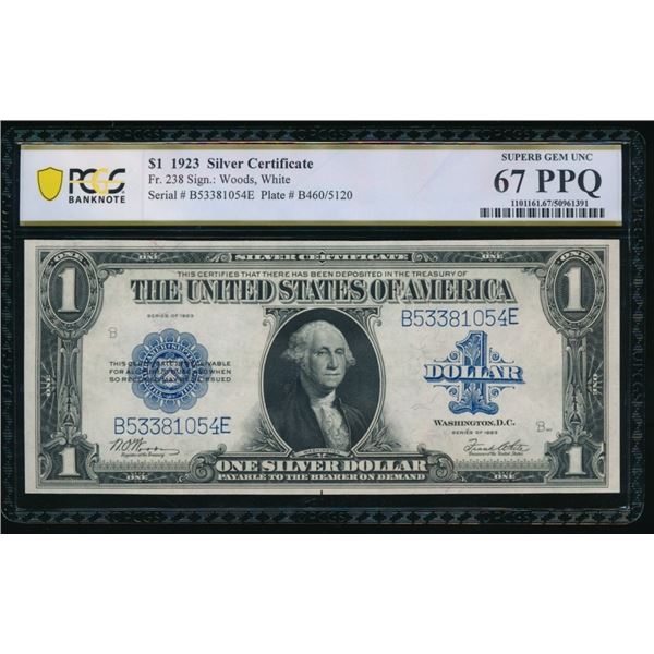 1923 $1 Silver Certificate PCGS 67PPQ