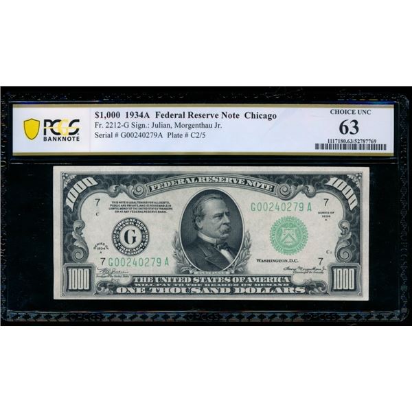 1934A $1000 Chicago FRN PCGS 63