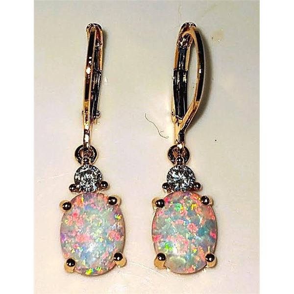 Dazzling 4 Cwt. Welo Color Play Lab Simulated Opal Earrings
