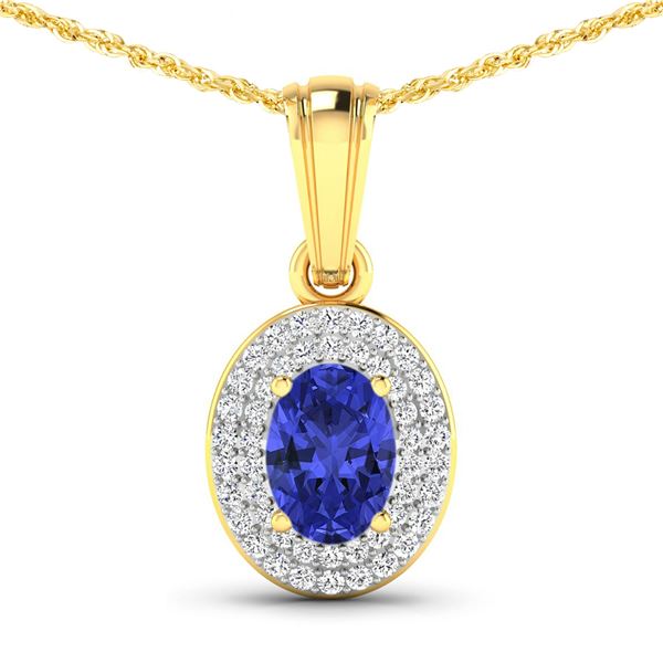 14KT Yellow Gold 0.62ctw Tanzanite and Diamond Pendant