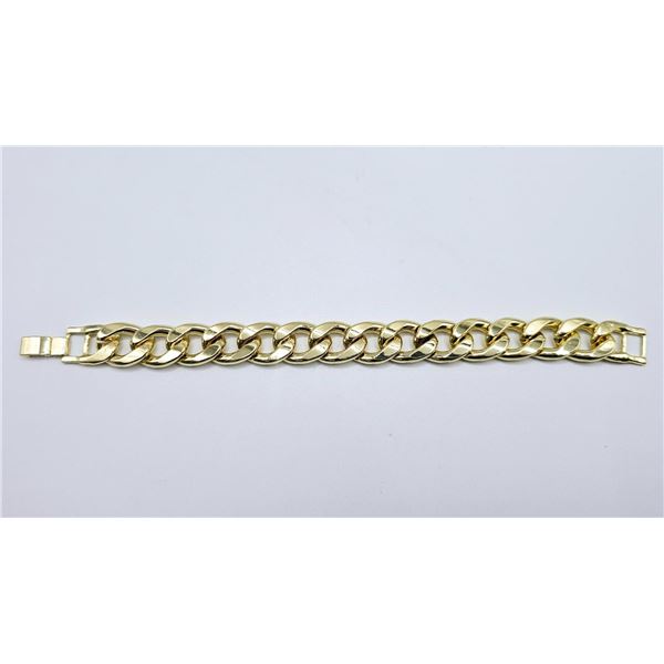 Strong 63.7 Gram 14 Kt  Gold Plate Curb Link Bracelet