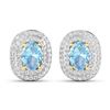 Image 2 : 14KT Yellow Gold 1.02ctw Aquamarine and Diamond Earrings