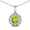 Image 1 : 14KT White Gold 1.85ctw Peridot and Diamond Pendant