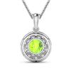 Image 2 : 14KT White Gold 1.85ctw Peridot and Diamond Pendant