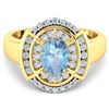 Image 2 : 14KT Yellow Gold 0.96ct Aquamarine and Diamond Ring