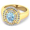 Image 3 : 14KT Yellow Gold 0.96ct Aquamarine and Diamond Ring