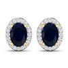 14KT Yellow Gold 1.5ctw Blue Sapphire and Diamond Earrings