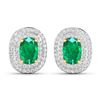 Image 2 : 14KT Yellow Gold 1.12ctw Zambian Emerald and Diamond Earrings