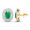 Image 4 : 14KT Yellow Gold 1.12ctw Zambian Emerald and Diamond Earrings