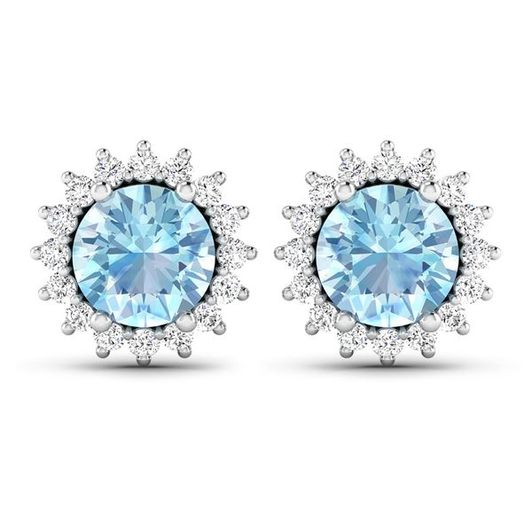 14KT White Gold 1.3ctw Aquamarine and Diamond Earrings