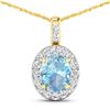 Image 1 : 14KT Yellow Gold 1.9ctw Aquamarine and Diamond Pendant
