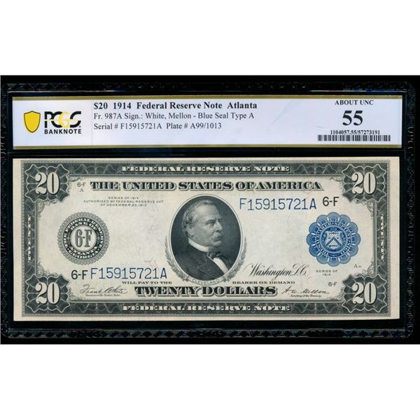 1914 $20 Atlanta FRN PCGS 55