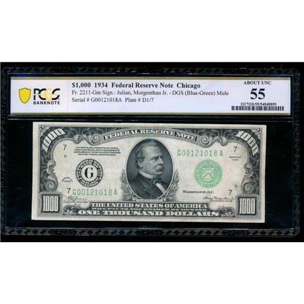 1934 $1000 Chicago FRN PCGS 55