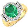Image 1 : 14KT Yellow Gold 3.14ct Zambian Emerald and Diamond Ring