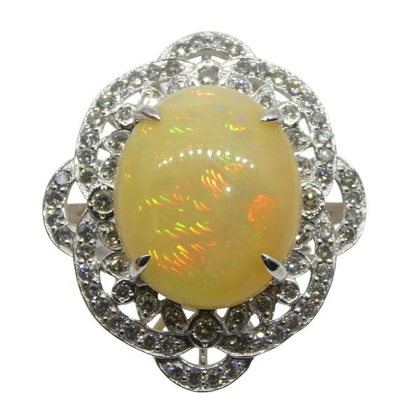 Breathtaking 5.55 Ct Natural Opal Platinum Ring