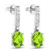 Image 3 : 14KT White Gold 1.26ctw Peridot Topaz and Diamond Earrings