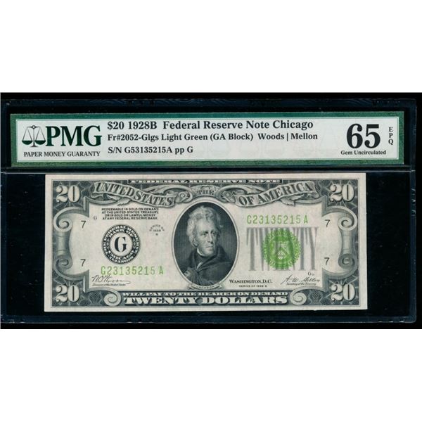 1928B $20 Chicago FRN PMG 65EPQ