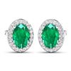 Image 2 : 14KT White Gold 1.12ctw Zambian Emerald and Diamond Earrings
