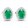 Image 3 : 14KT White Gold 1.12ctw Zambian Emerald and Diamond Earrings