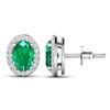 Image 4 : 14KT White Gold 1.12ctw Zambian Emerald and Diamond Earrings