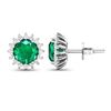 Image 4 : 14KT White Gold 1.36ctw Zambian Emerald and Diamond Earrings