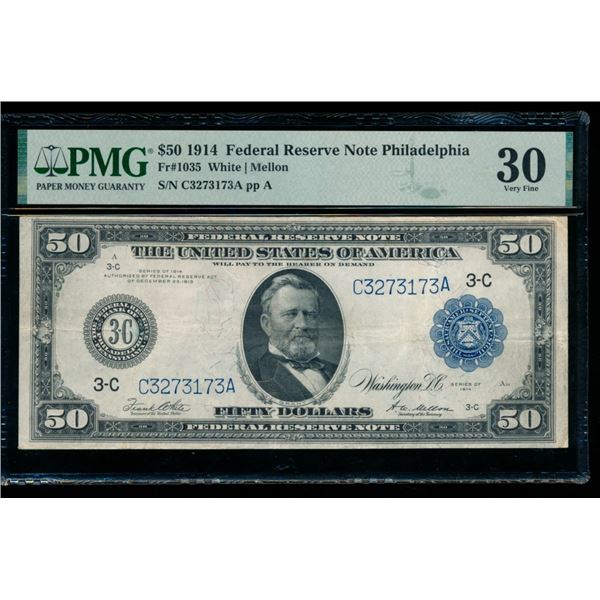 1914 $50 Philadelphia FRN PMG 30